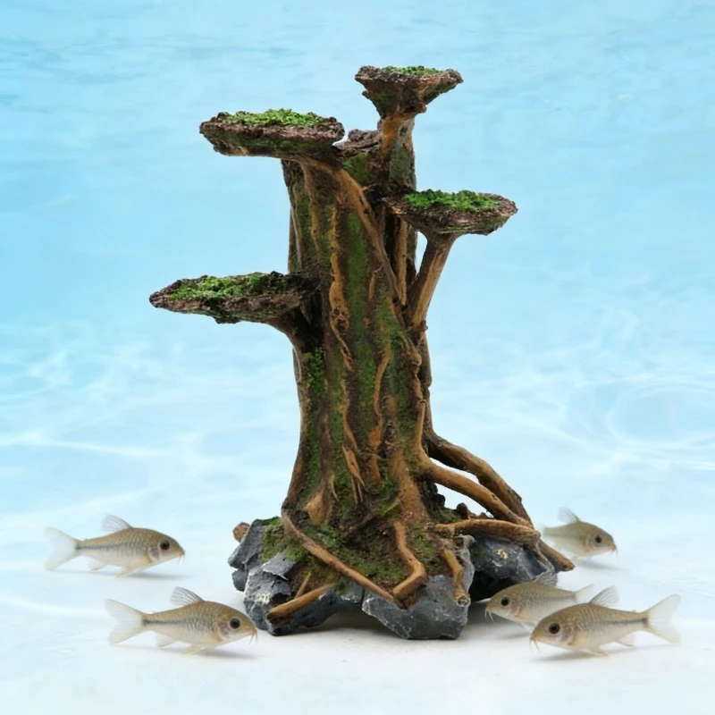 Planted Aquarium With Driftwood - Sztuczne drzewko z mchem, dekoracja do