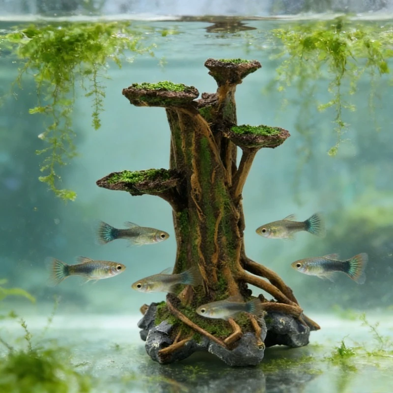 Sztuczne drzewko z mchem, deko – Planted Aquarium With Driftwood recenzja i cena